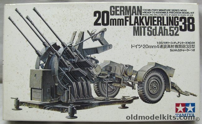 Tamiya 1/35 German 20mm Flakvierling 38 With Sd.Ah.52, 3591-400 plastic model kit